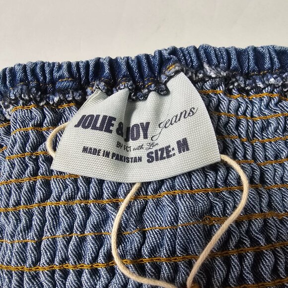 Jolie & Joy Tank Crop Chambray Strapless Smocked Festival M - Picture 8 of 11